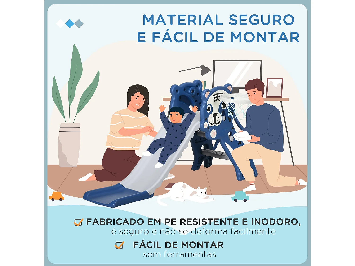 Tobogán para niños azul 133x60x70 cm AIYAPLAY