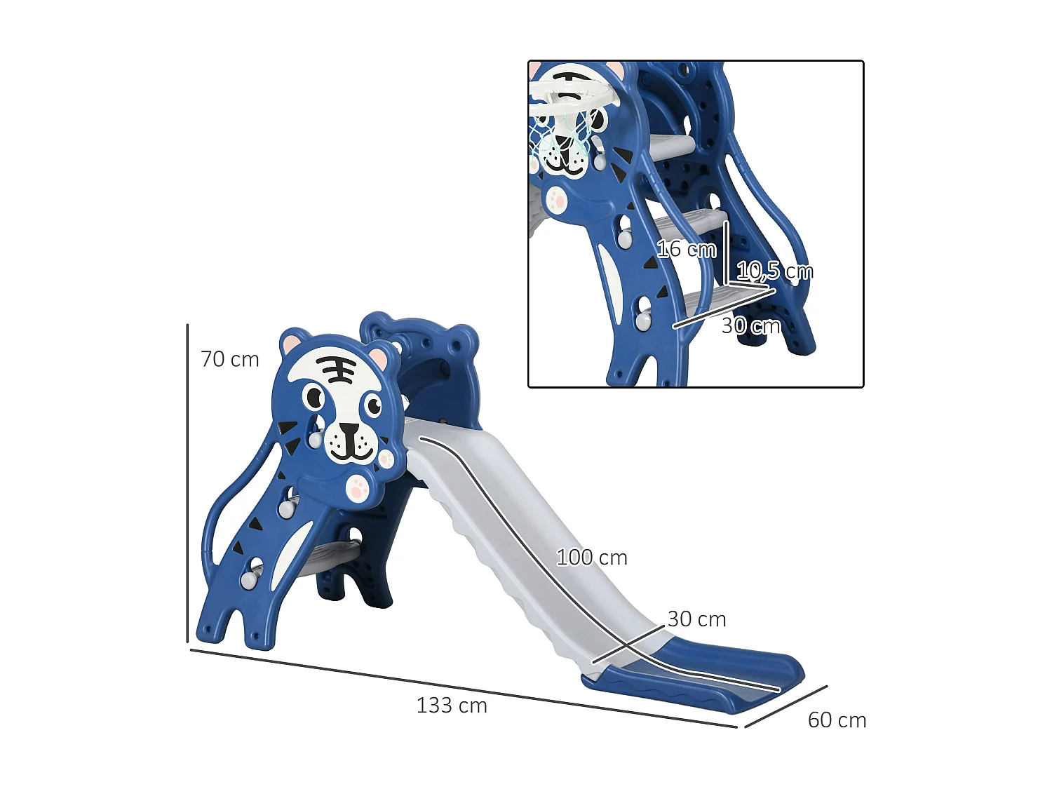 Tobogán para niños azul 133x60x70 cm AIYAPLAY