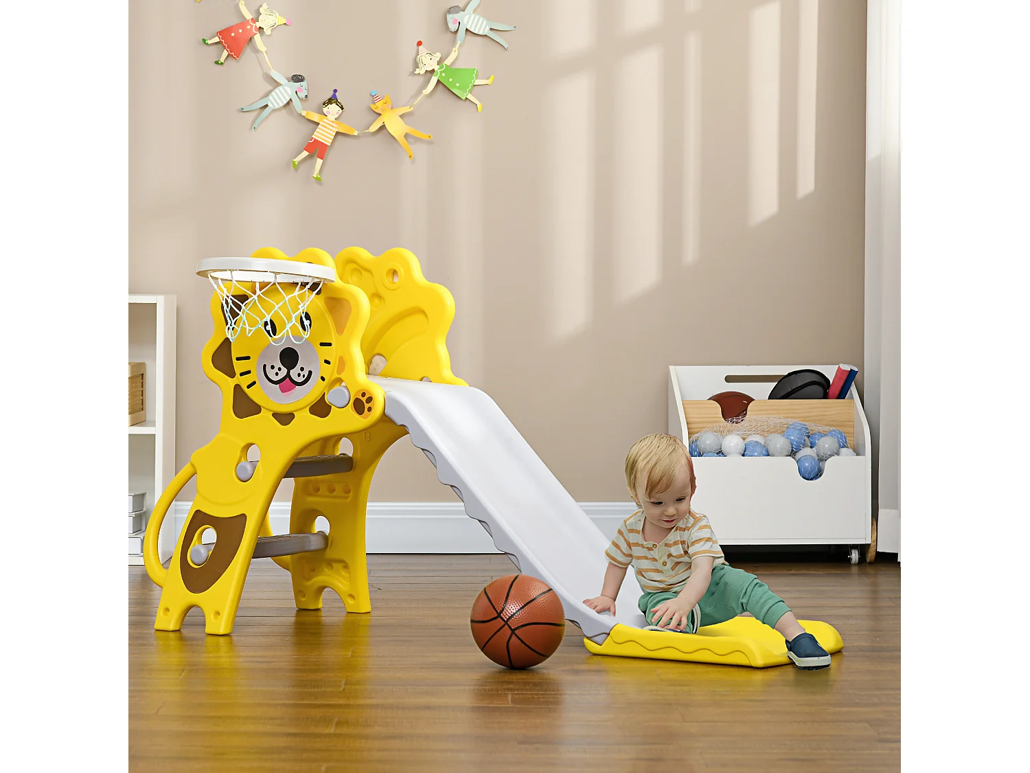 Tobogán para niños amarillo 131x50x74 cm AIYAPLAY