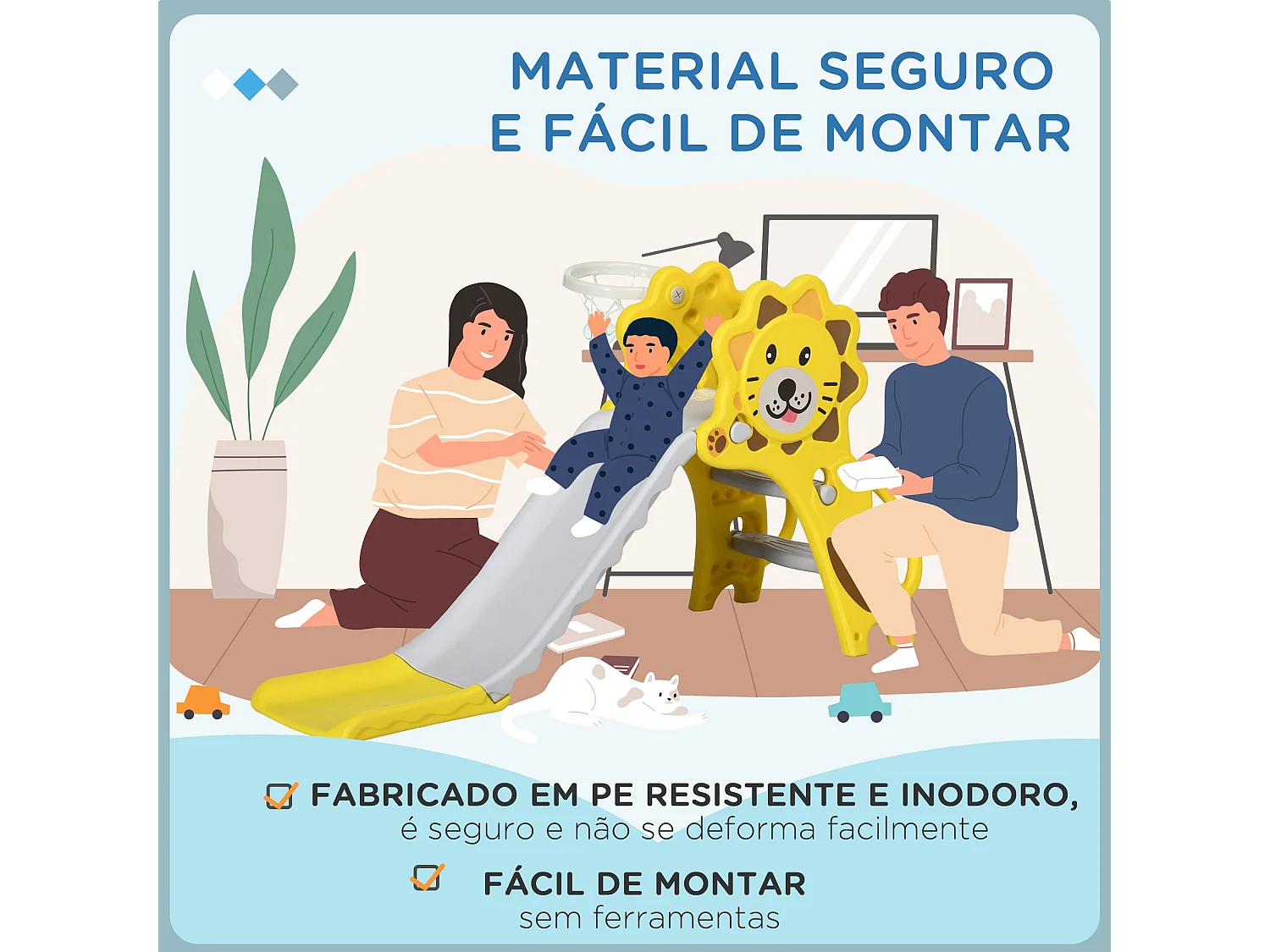 Tobogán para niños amarillo 131x50x74 cm AIYAPLAY