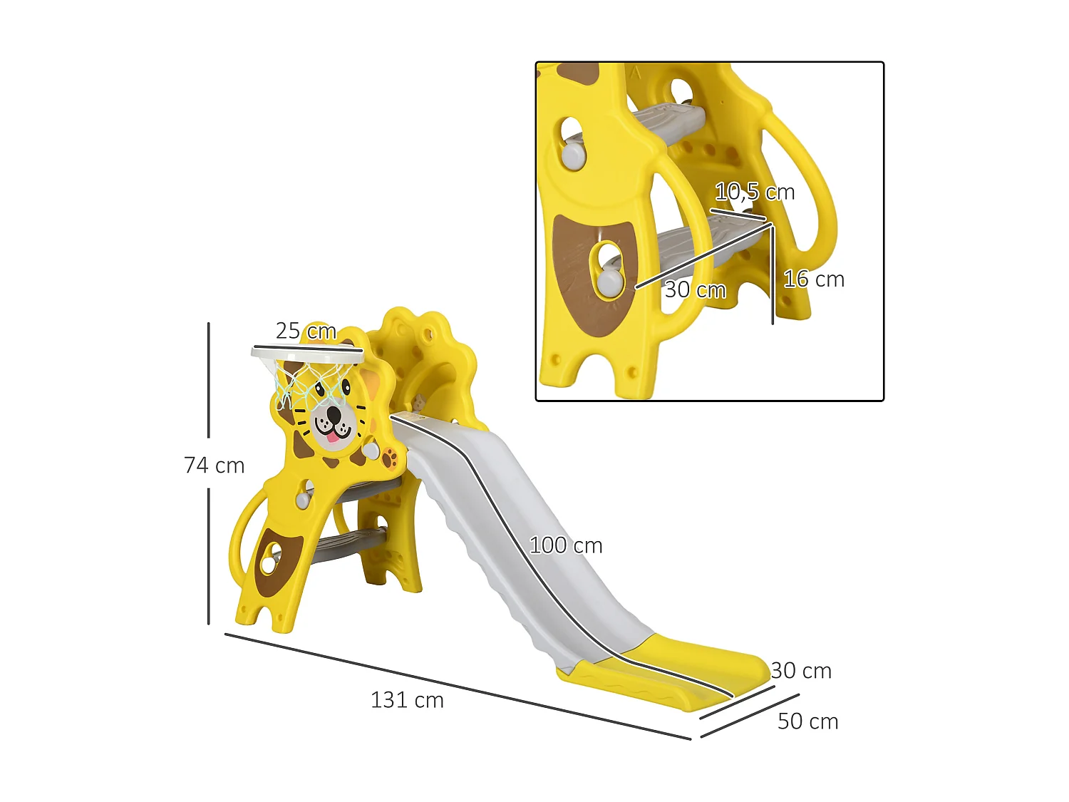 Tobogán para niños amarillo 131x50x74 cm AIYAPLAY