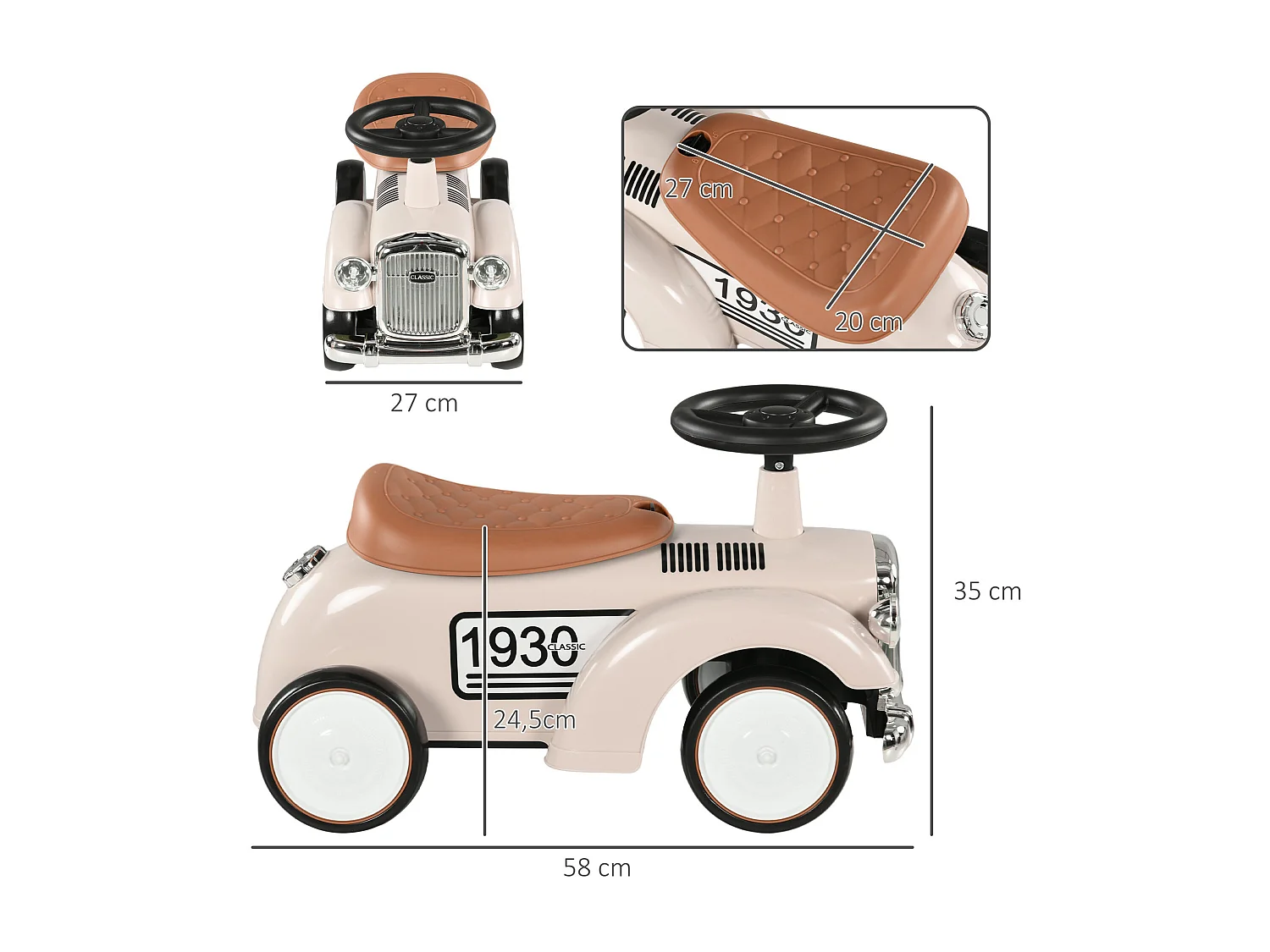 Correpasillos para bebés crema 58x27x35 cm AIYAPLAY