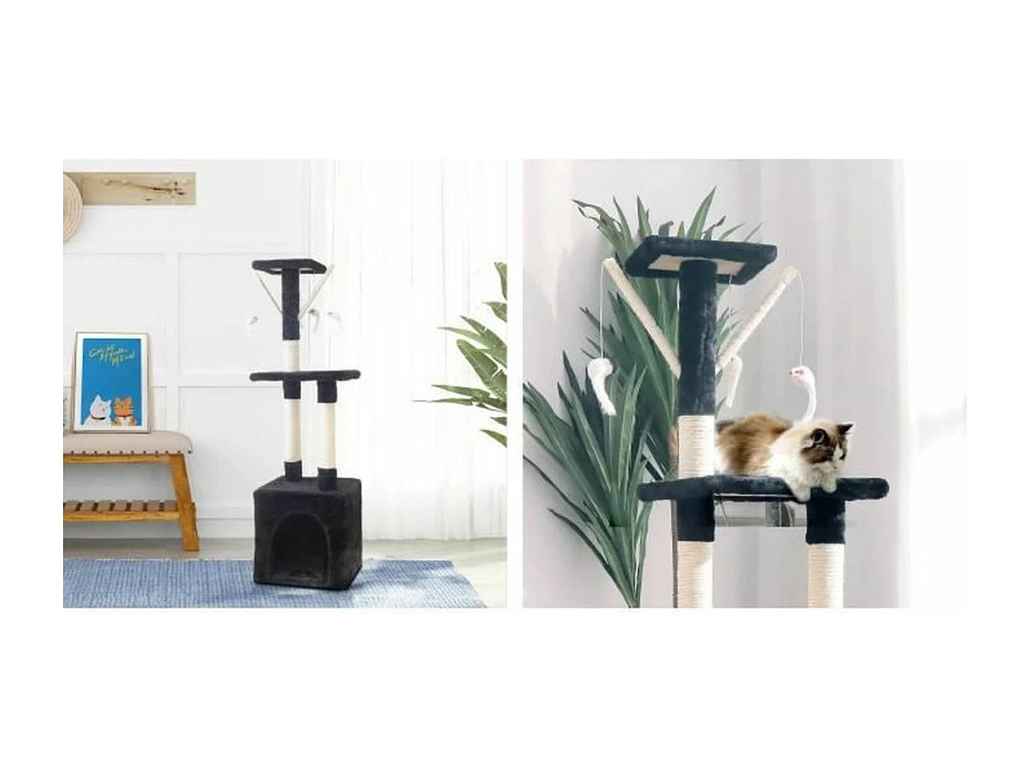 Arbre à chat Betty - 30 x 30 x 110 cm Noir