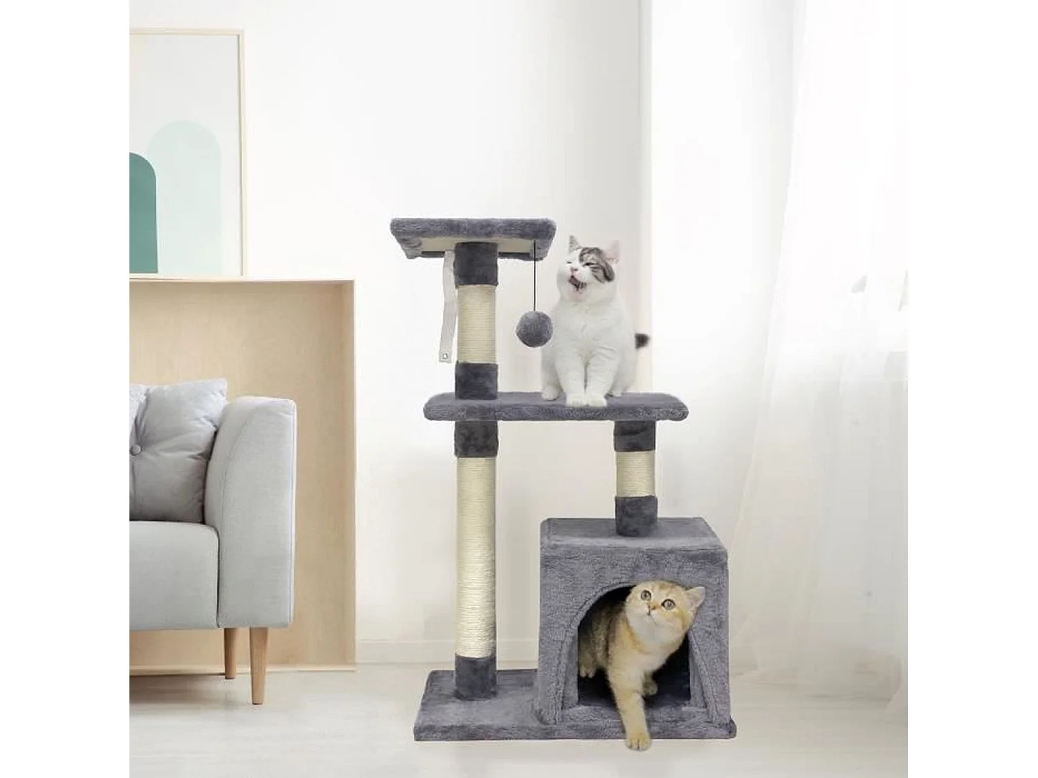 Arbre à chat gris 50 x 30 x 80 cm
