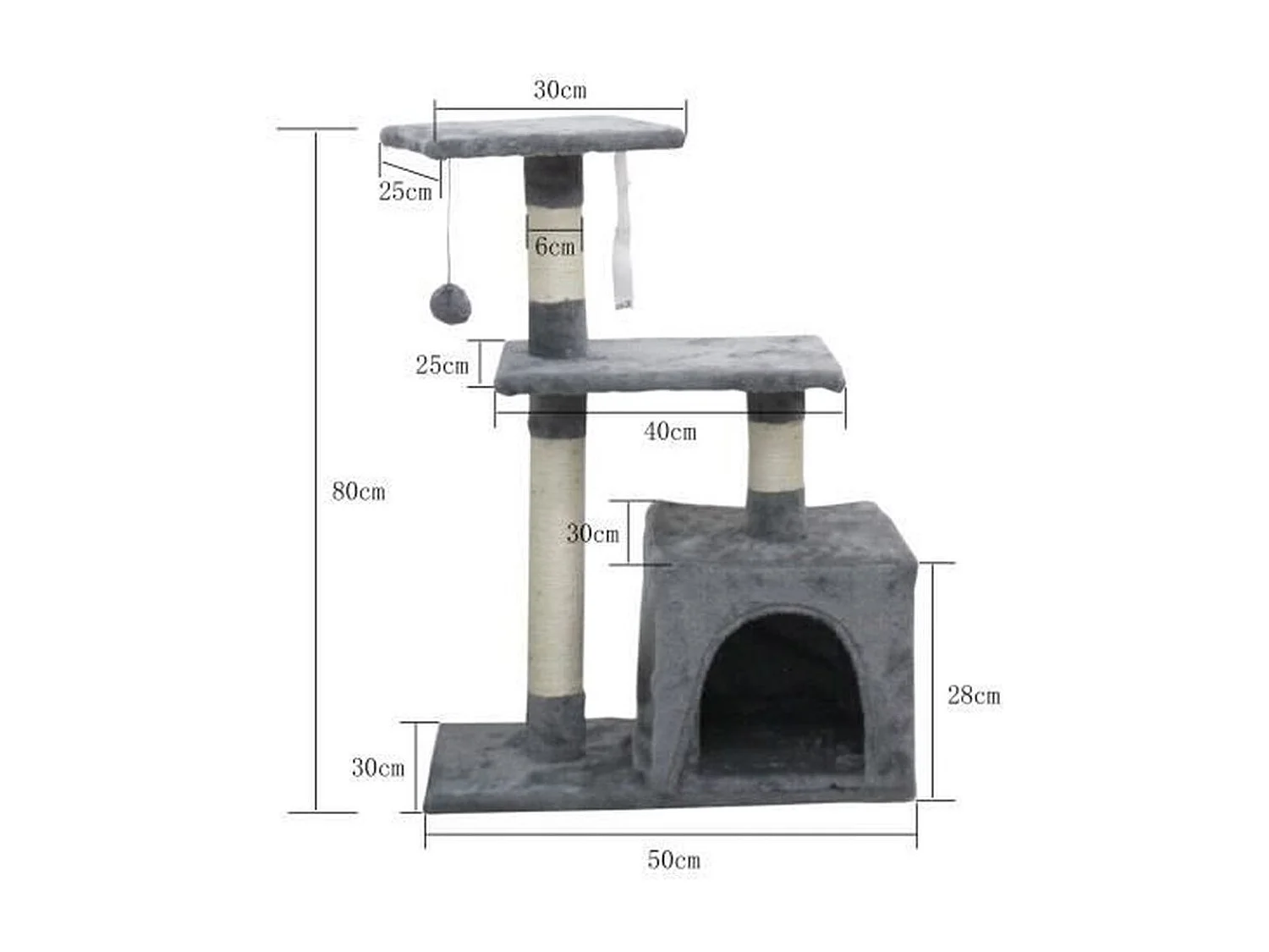 Arbre à chat gris 50 x 30 x 80 cm