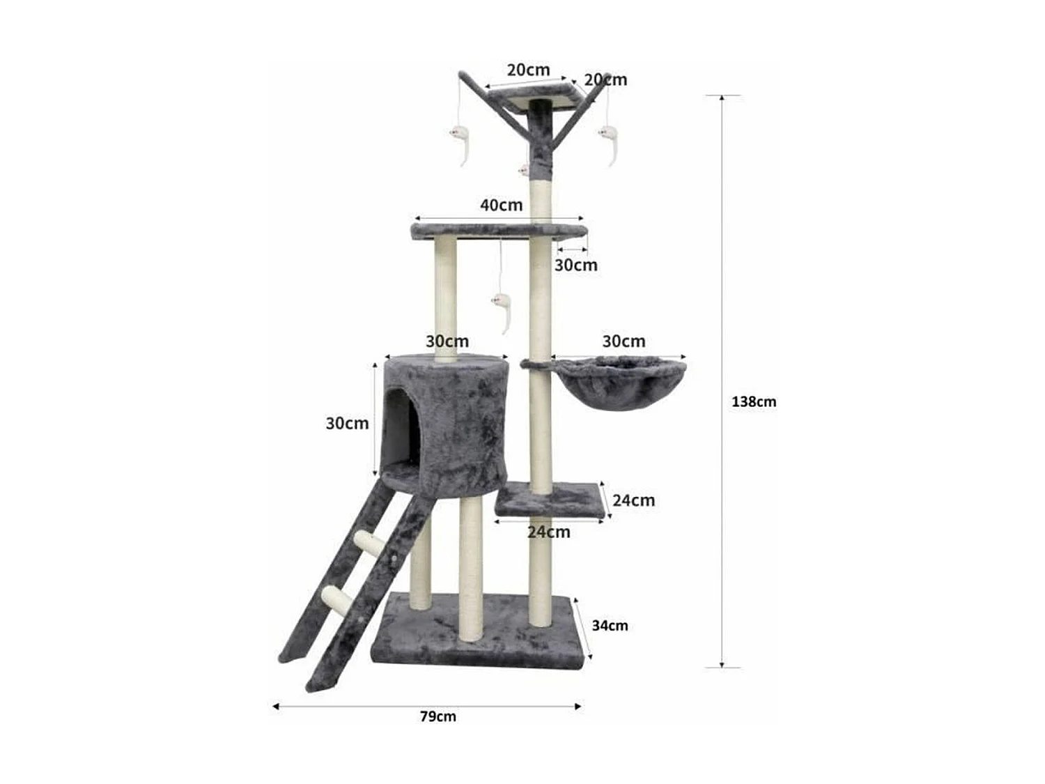 Árbol de gato 79 x 34 x 138 cm - gris