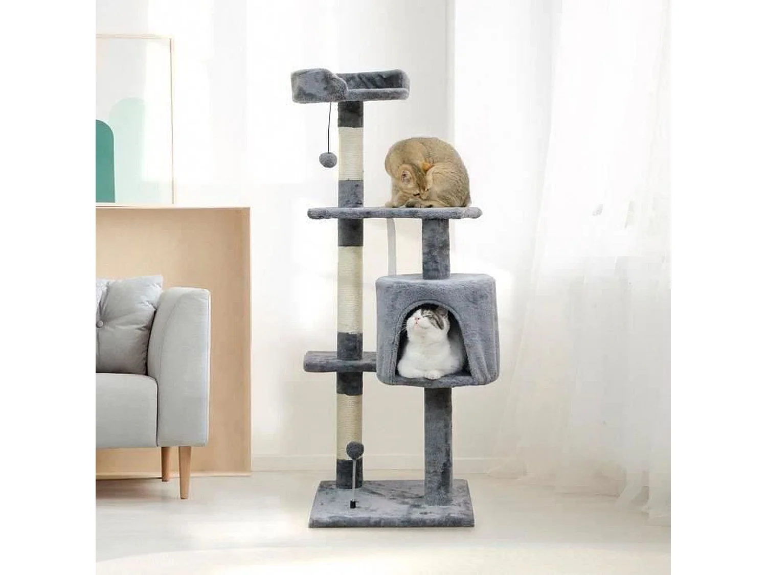 Kattenboom 40 x 40 x 114 cm - Grijs