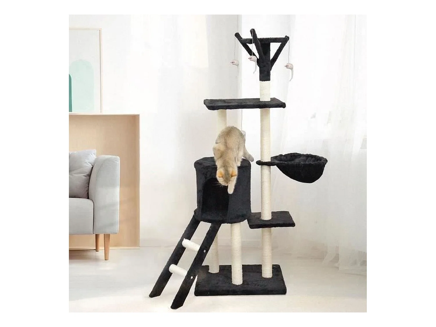 Kratzbaum 79 x 34 x 138 cm – Schwarz