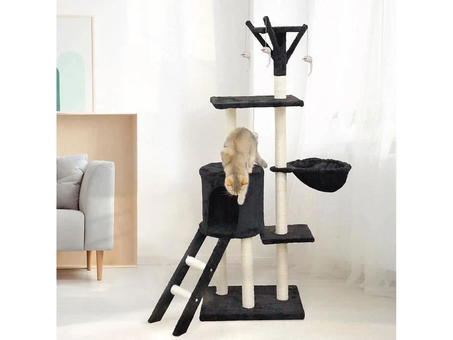 Kattenboom 79 x 34 x 138 cm - Zwart