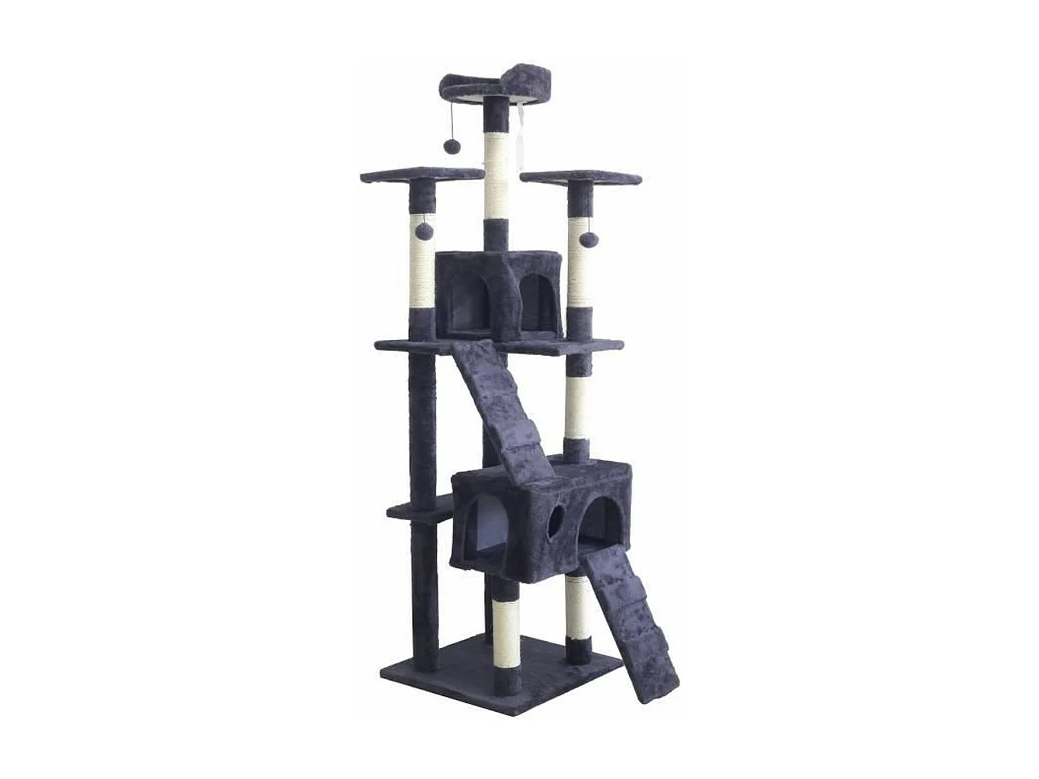 Rascador para gatos 170 cm - Rascador + 2 Cabinas - Gris