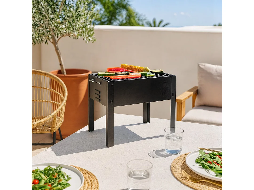 Barbacoa con parrilla negro 35x24x35 cm 35.5X25X35.5 CM