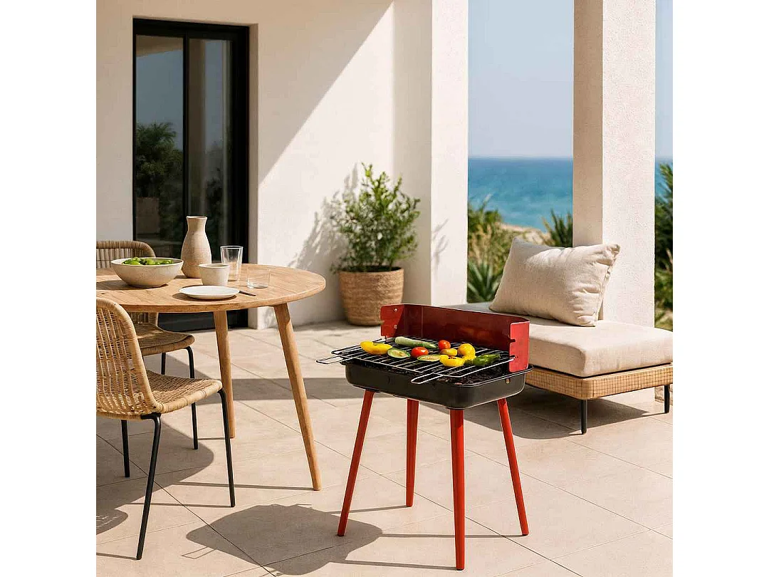 Barbacoa parrilla rojo 35x28x44 cm 28X35X44 CM