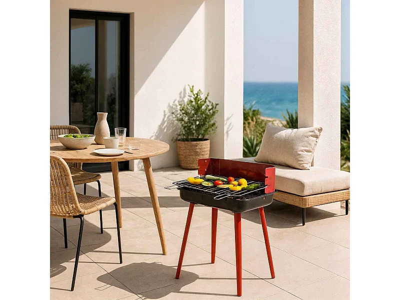 BARBACOA PARRILLA ROJO 35X28X44 CM