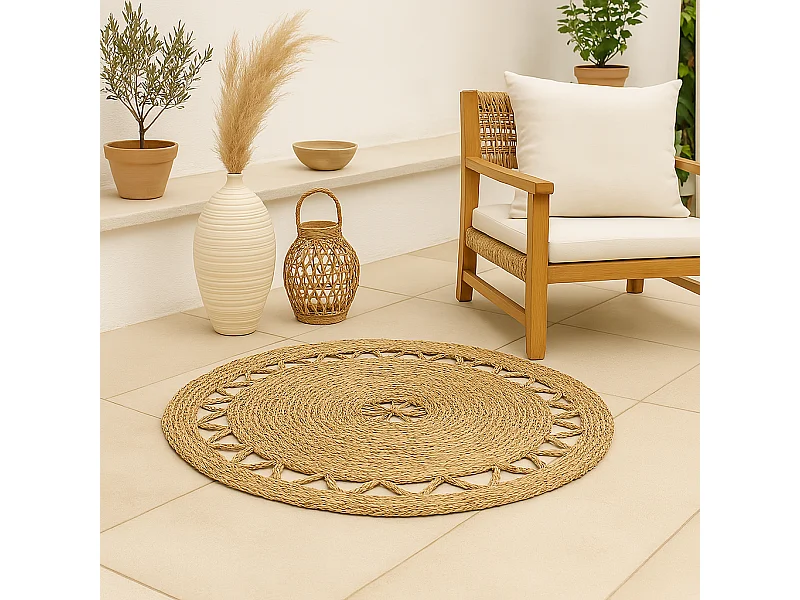 ALFOMBRA REDONDA ESPARTO TÚNEZ 80 CM D&L