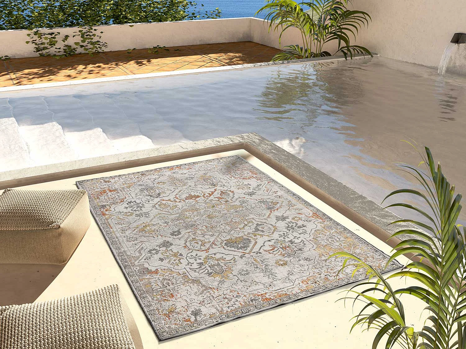 Alfombra exterior  - vintage - beige - 80 x 150 cm - SAMARA