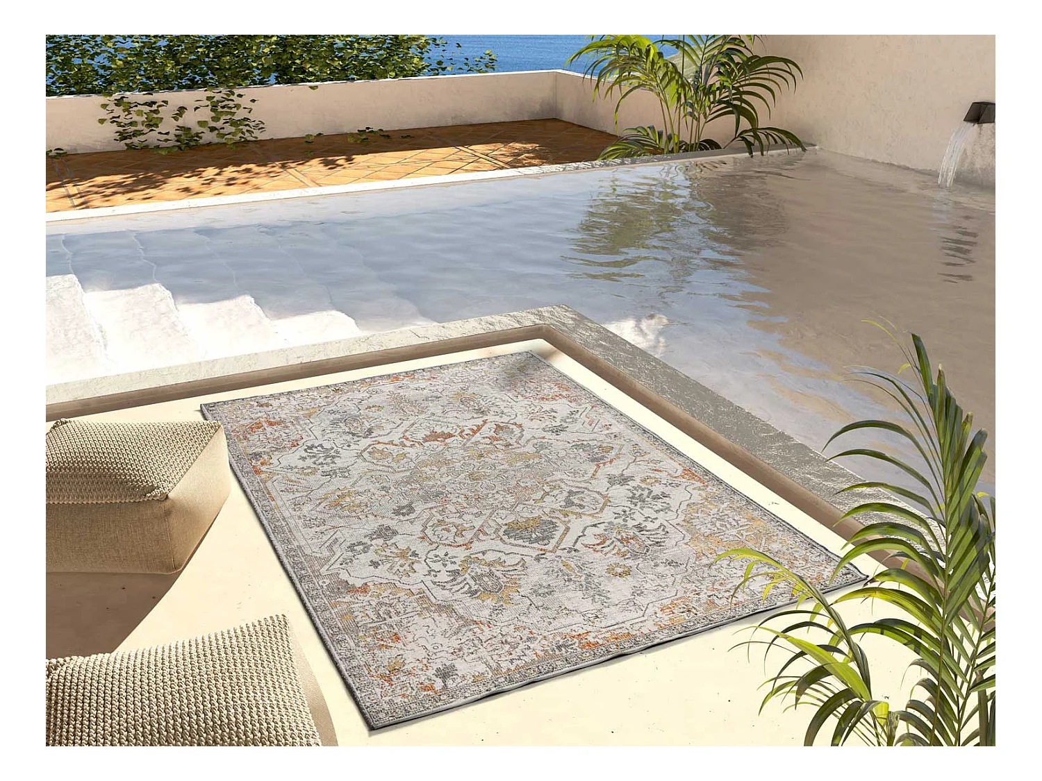 Tapis extérieur - vintage - multicolore - 80 x 150 cm - SAMARA