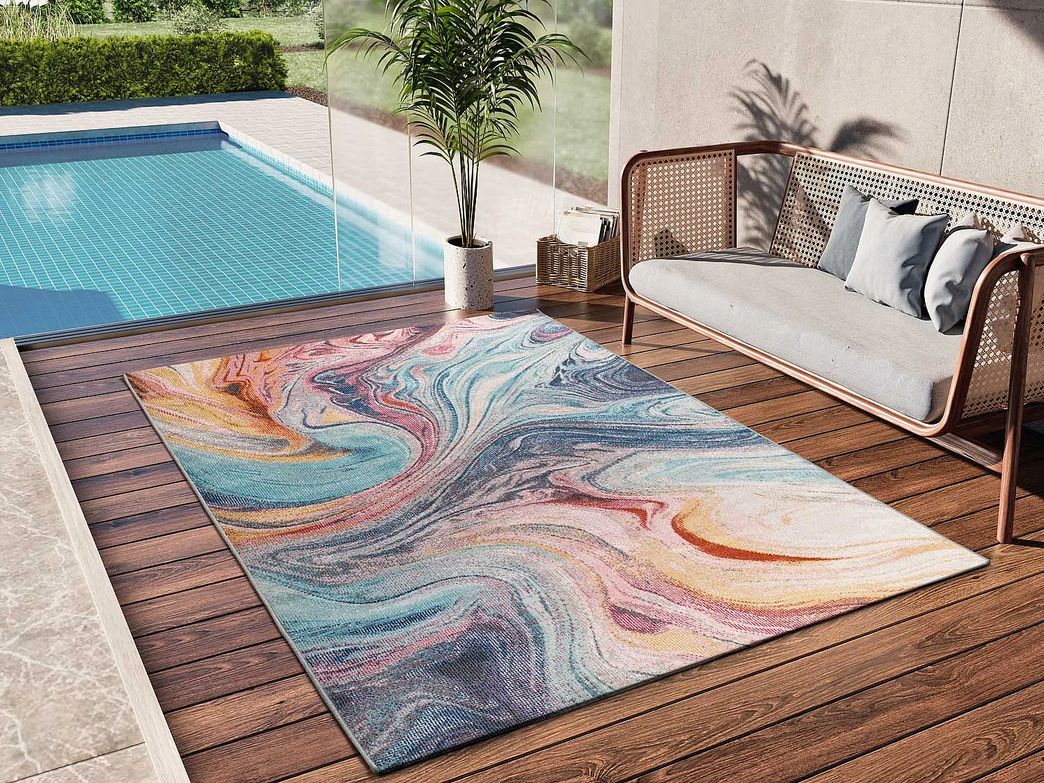 Indoor-Outdoor Teppich - abstrakt - mehrfarbig - 160x230 cm - SAMARA
