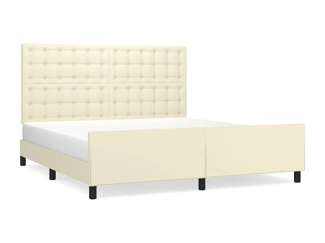 Cadre de lit avec tête de lit Crème 160x200 cm Similicuir