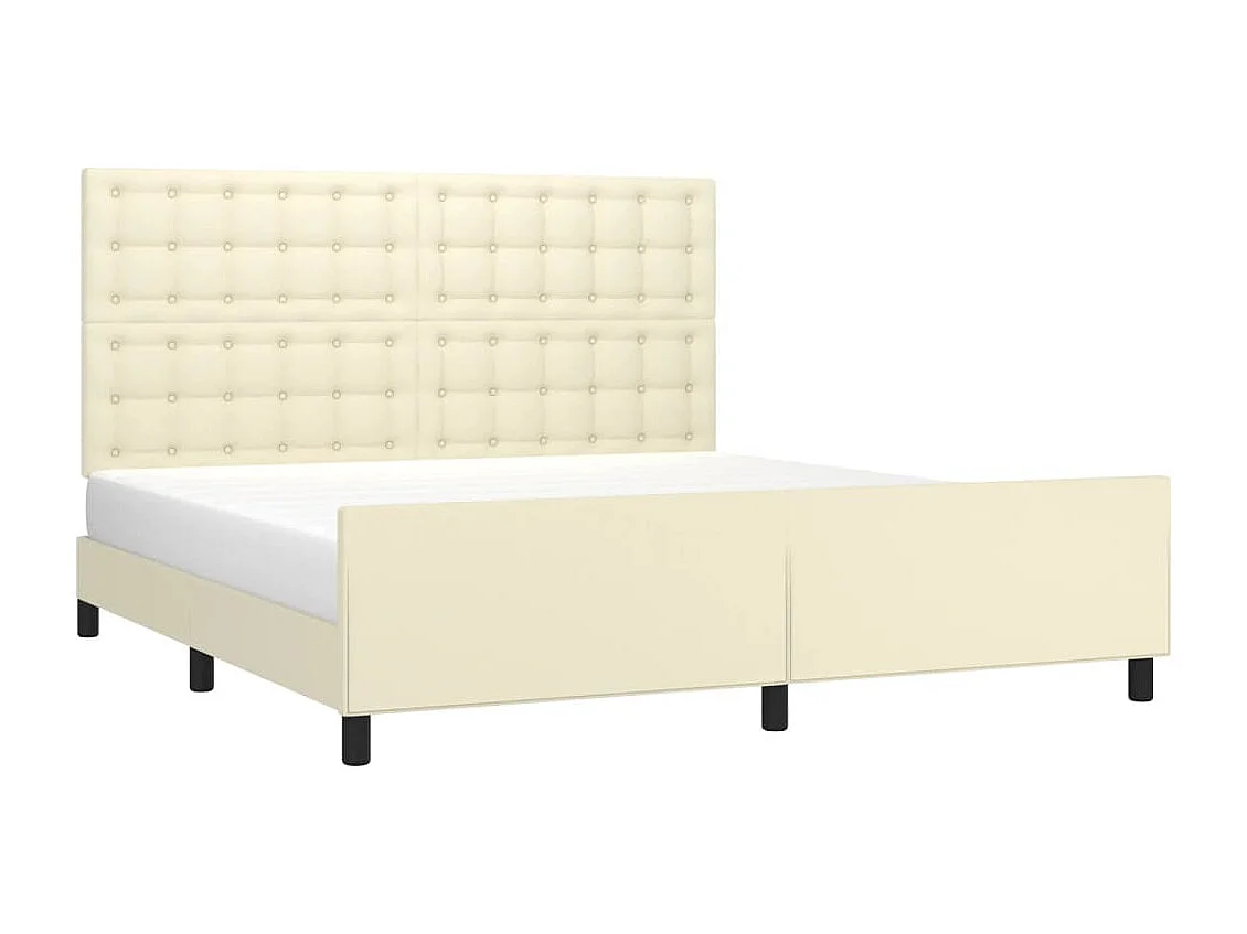Cadre de lit avec tête de lit Crème 160x200 cm Similicuir