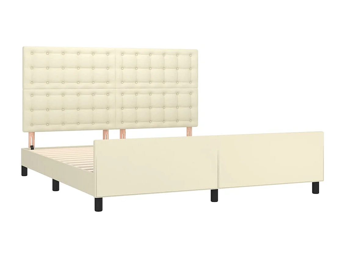 Cadre de lit avec tête de lit Crème 160x200 cm Similicuir