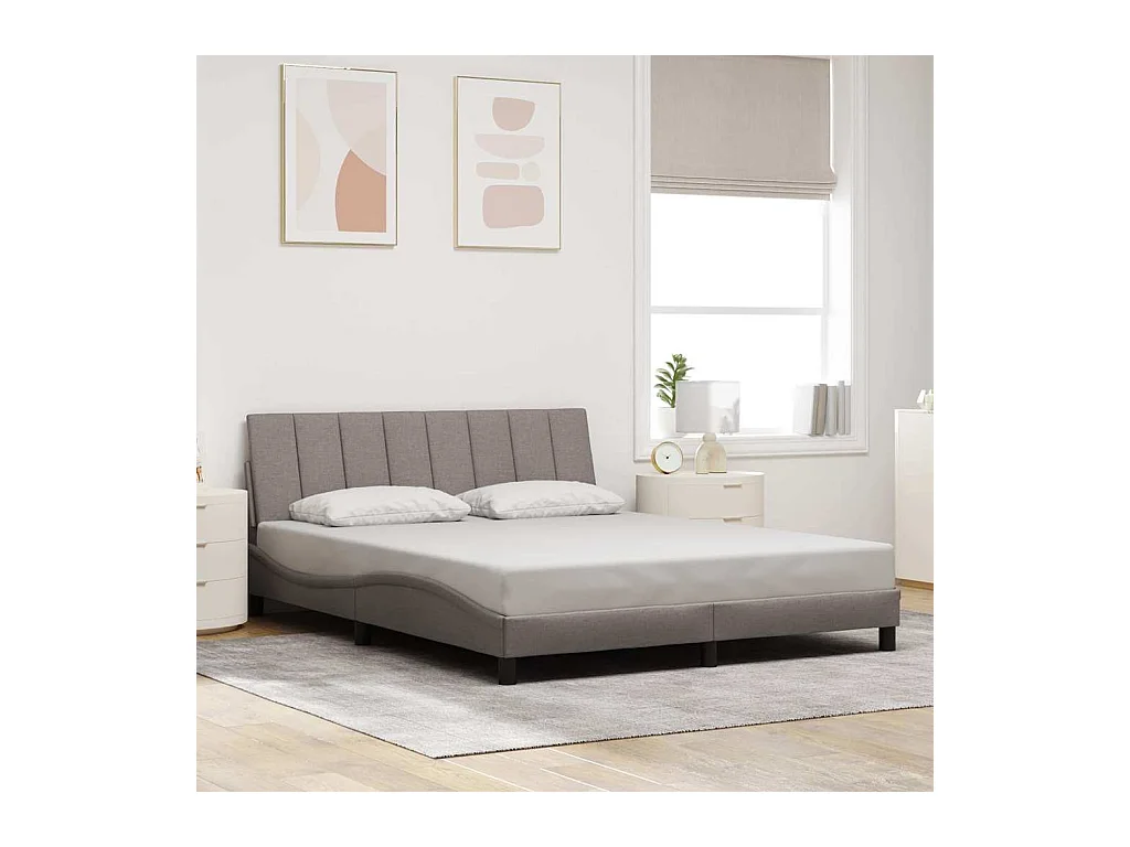 Cadre de lit sans matelas taupe 160x200 cm tissu
