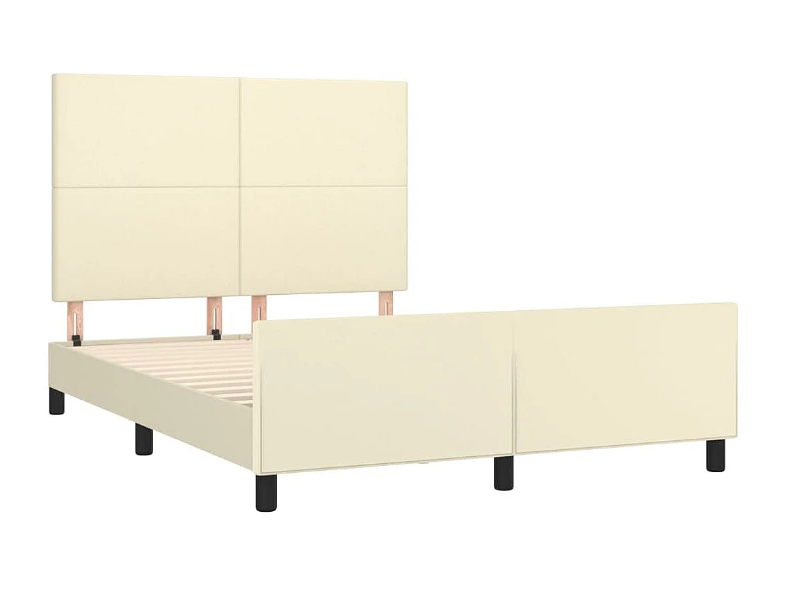 Cadre de lit avec tête de lit Crème 140x190 cm Similicuir