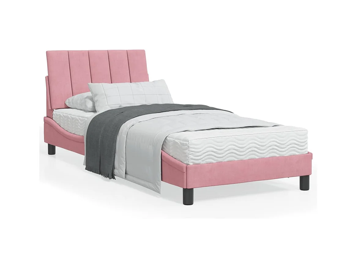 Lit avec matelas rose 90x200 cm velours
