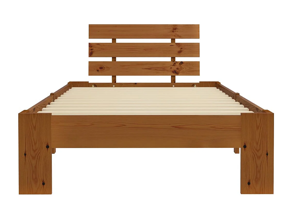 Cadre de lit Marron miel Bois de pin massif 100 x 200 cm