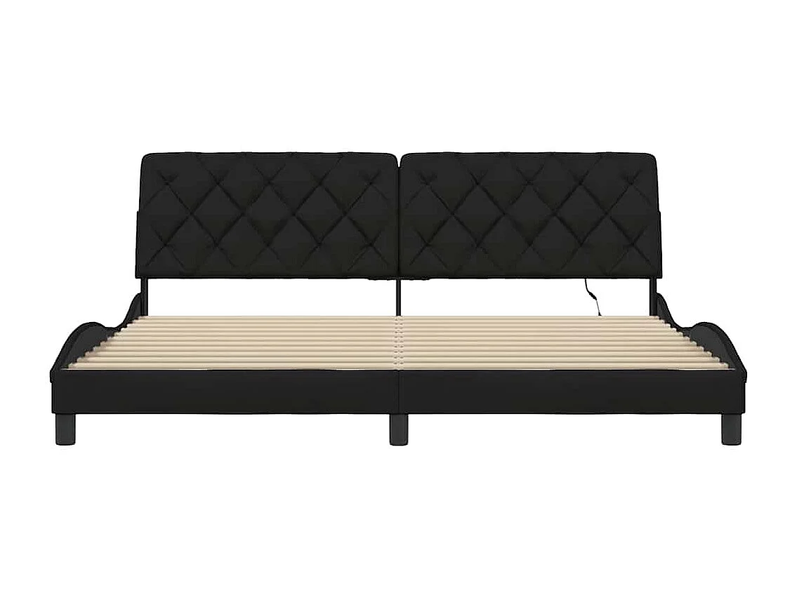 Cadre de lit avec LED sans matelas noir 200x200 cm tissu