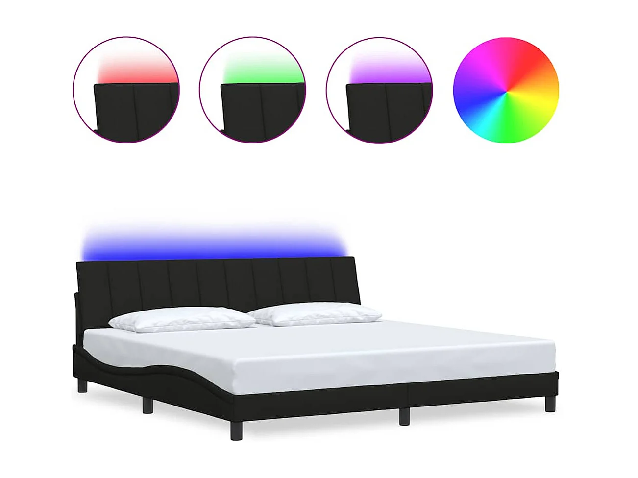 Cadre de lit sans matelas noir 200x200 cm tissu