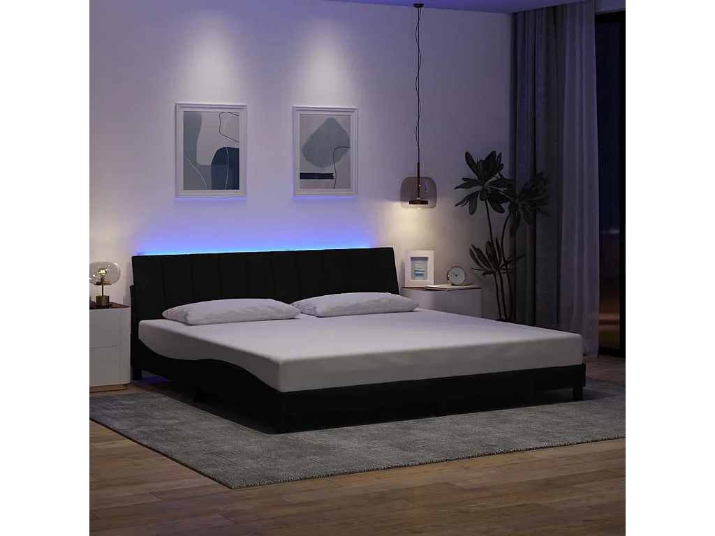 Cadre de lit sans matelas noir 200x200 cm tissu