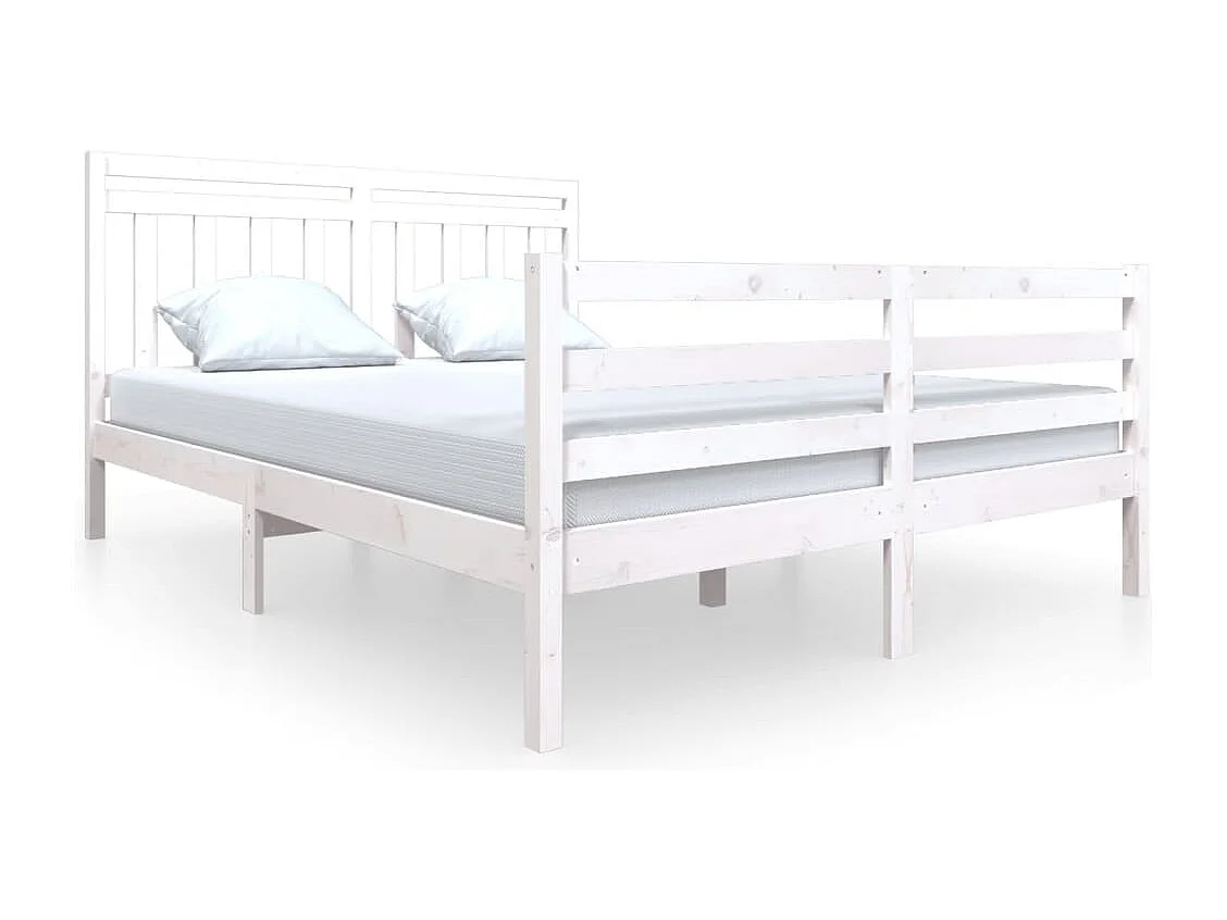 Cadre de lit Blanc Bois massif 150x200 cm Très grand