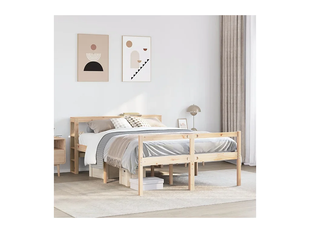 Cama para idosos com cabeceira 140x190 cm pinho maciço