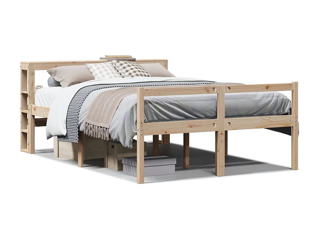 Cama para idosos com cabeceira 140x190 cm pinho maciço