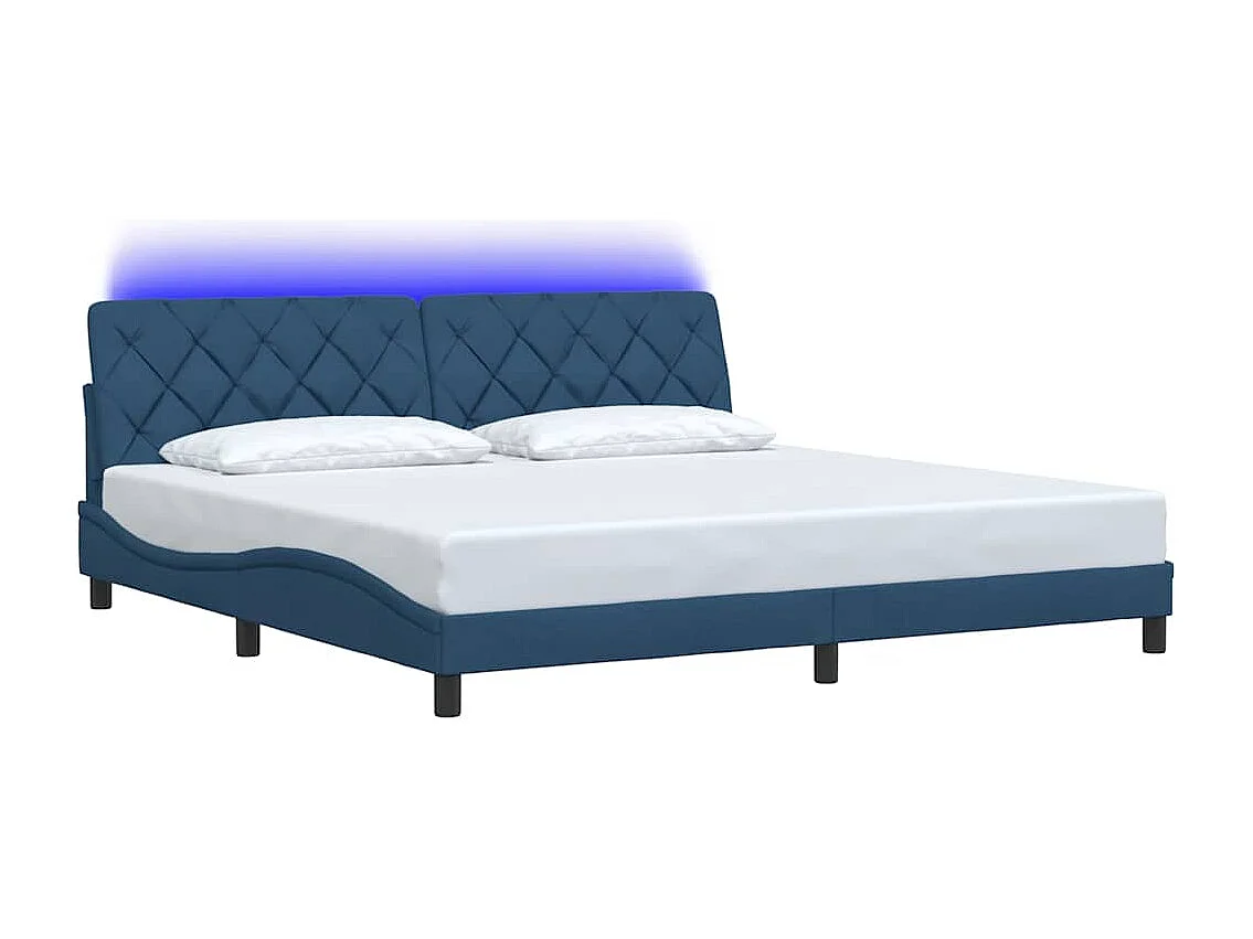 Bedframe met LED zonder matras 200x200 cm stof blauw