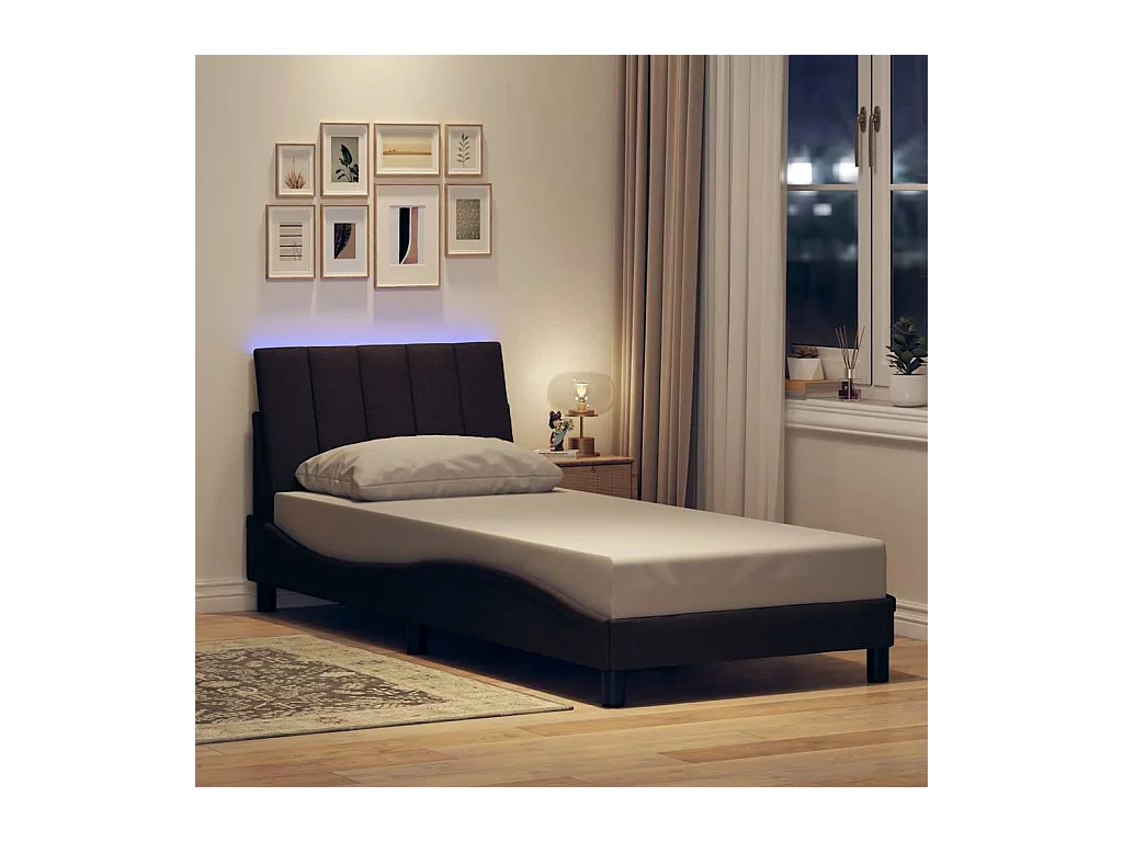 Bedframe zonder matras "Hanko" 90x190 cm stof donkerbruin