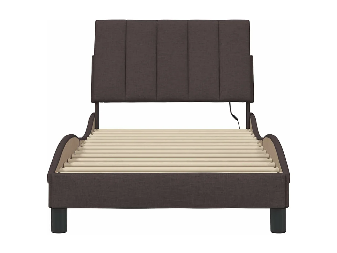 Cadre de lit sans matelas marron foncé 90x190 cm tissu