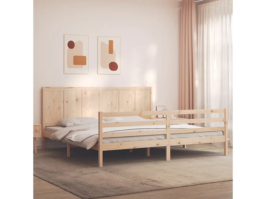 Cadre de lit avec tête de lit 200x200 cm bois massif