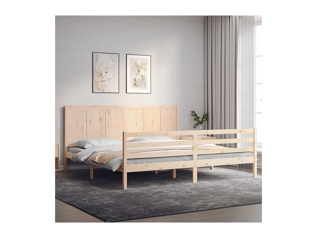 Cadre de lit avec tête de lit 200x200 cm bois massif