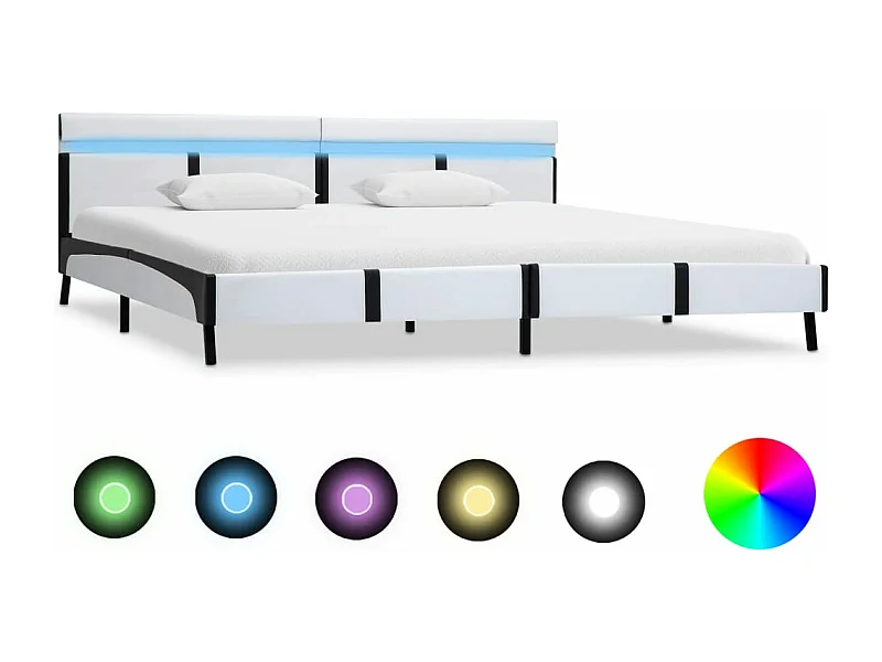 Cadre de lit avec LED Blanc Similicuir 180 x 200 cm