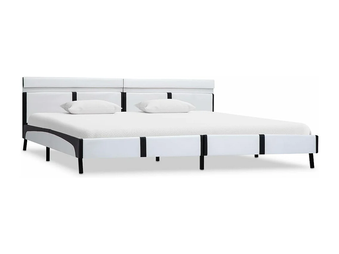 Bedframe met LED kunstleer wit 180x200 cm
