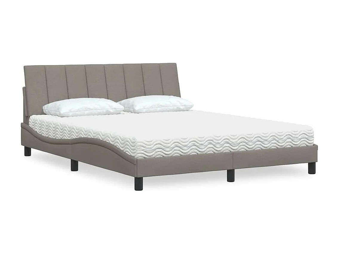 Bed met matras "Hanko" stof taupe 160x200 cm