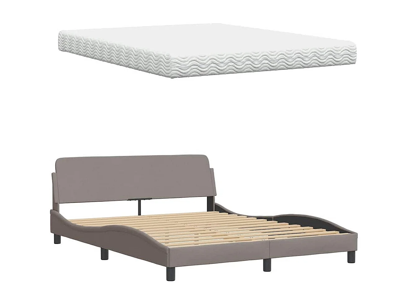 Bed met matras "Hanko" stof taupe 160x200 cm