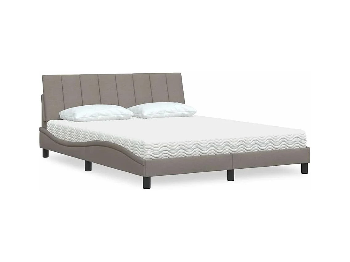 Lit avec matelas taupe 160x200 cm tissu