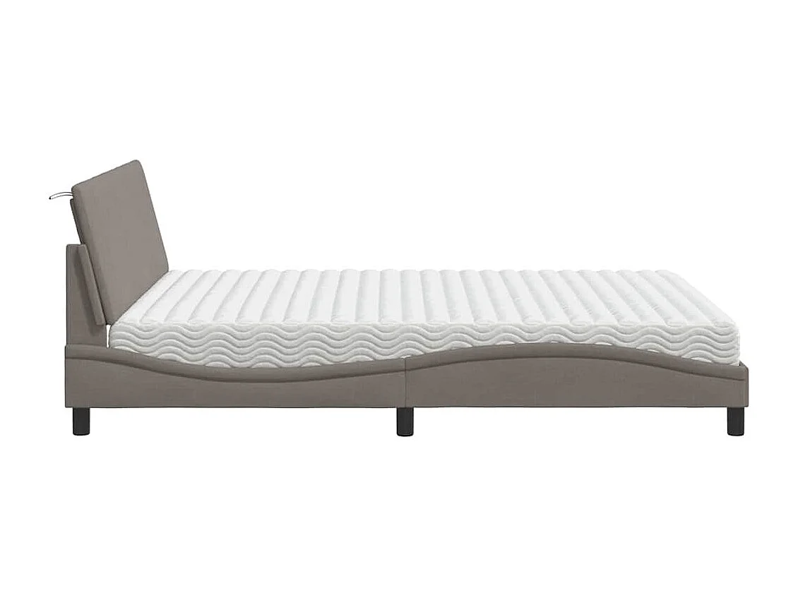 Lit avec matelas taupe 160x200 cm tissu