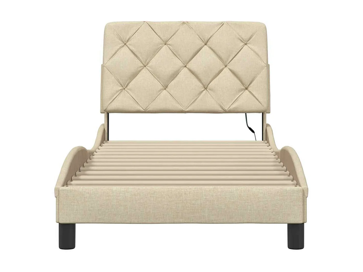 Cadre de lit avec LED sans matelas crème 90x200 cm tissu