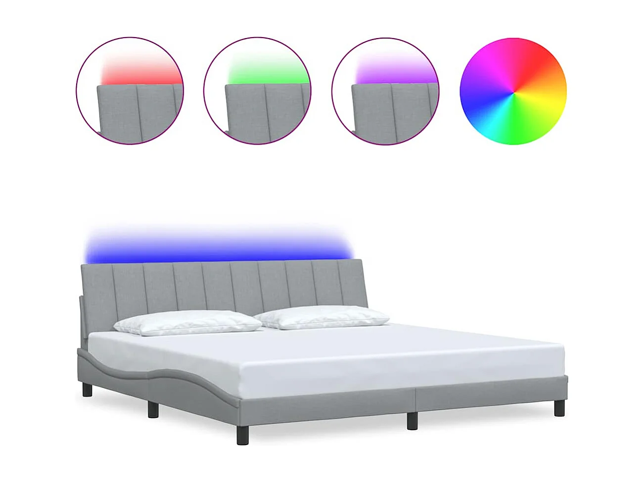 Cadre de lit sans matelas gris clair 200x200 cm tissu