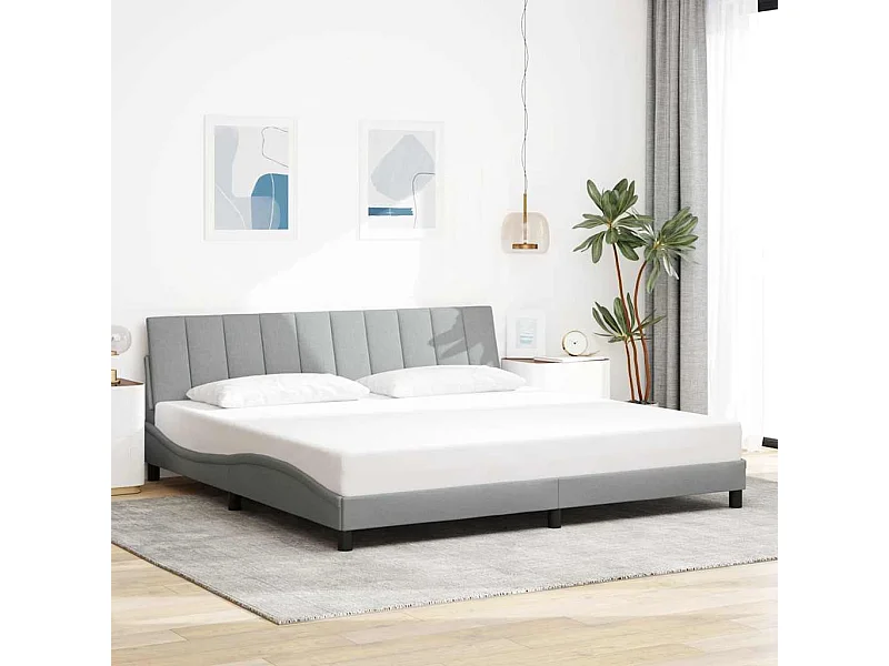 Cadre de lit sans matelas gris clair 200x200 cm tissu