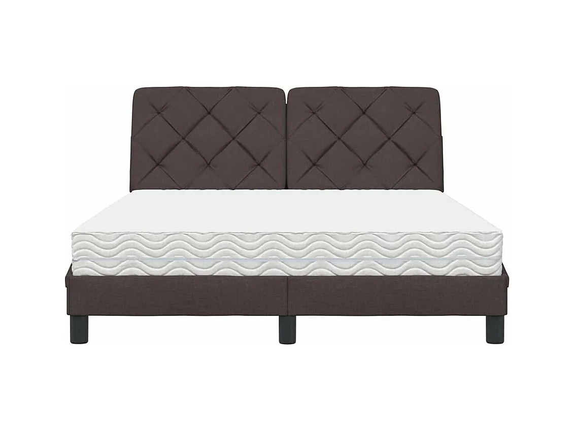 Lit avec matelas marron foncé 140x190 cm tissu