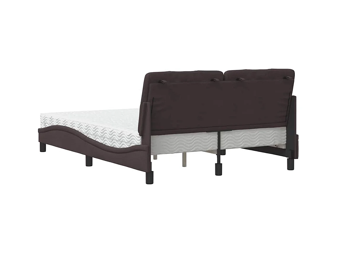 Lit avec matelas marron foncé 140x190 cm tissu